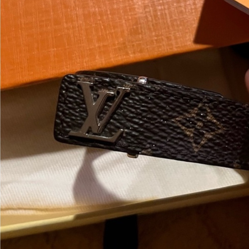 Authentic & like new unisex Louis Vuitton silver and Brown Leather Bracelet🇮🇹